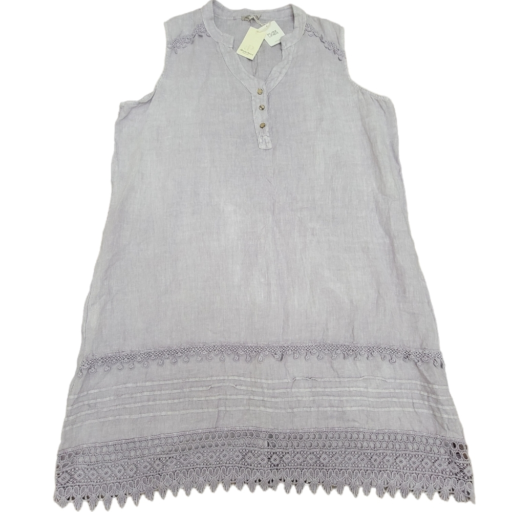 Sleeveless Lavender Maxi Dress with Crochet Trim